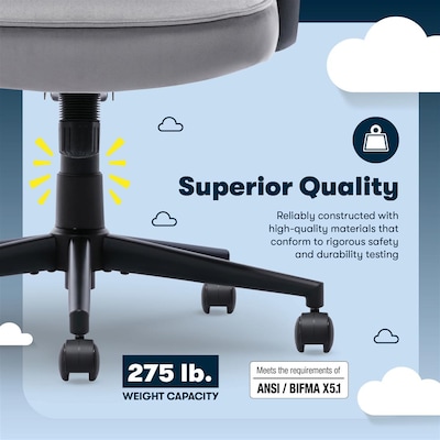 Serta Comfort Classic Ergonomic Velvet Fabric Swivel Executive Chair, Gray (CCHR10005A)