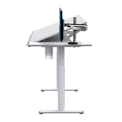 VersaDesk PowerLift 48"W Electric Adjustable Drafting Table, White (PEDT48-WW-APP)