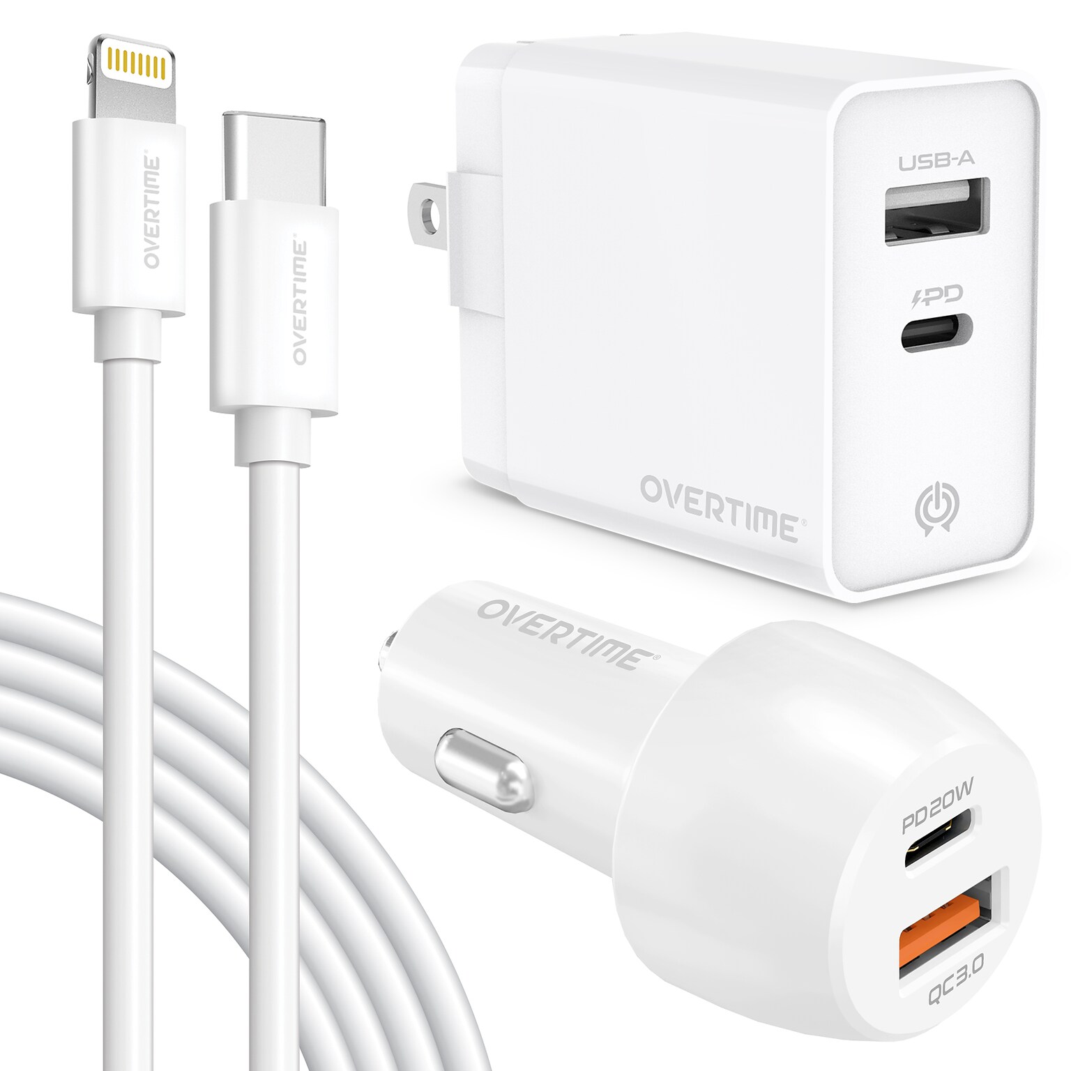 Delton Overtime USB-A/USB-C Charging Kit for Apple, White (CE14542A)
