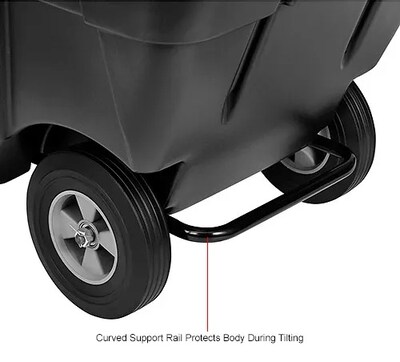 Global Industrial Standard Duty Plastic Tilt Truck, 1/2 Cu. Yd. Cap, 850 Lbs. Capacity, Black (800352)
