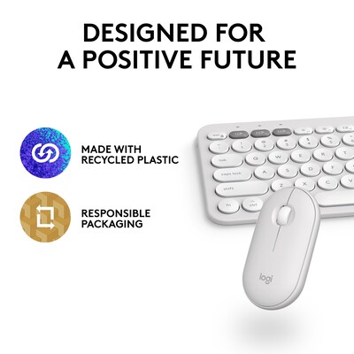 Logitech Pebble 2 Wireless Ergonomic Keyboard and Optical Mouse Combo for Mac, Tonal White (920-012201)