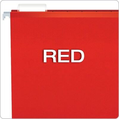 Pendaflex Reinforced Hanging File Folders, 1/5 Tab, Letter Size, Red, 25/Box (04152 1/5 RED)