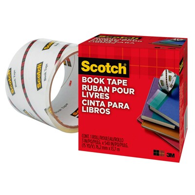 Scotch Book Transparent Clear Tape, 3" x 15 yds., 3" Core, Transparent (845-3)
