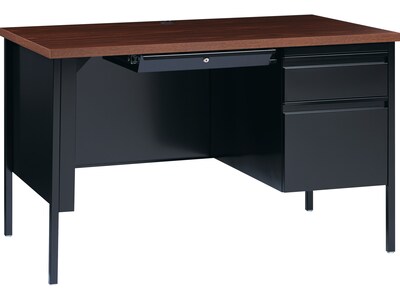 Hirsh 48W Single-Pedestal Desk, Black/Walnut (20092)