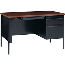 Hirsh 48W Single-Pedestal Desk, Black/Walnut (20092)