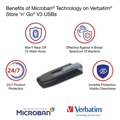 Verbatim Store 'n' Go V3 8GB USB 3.2 Type A Flash Drive, Black/Gray (49171)
