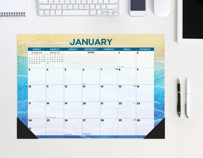 2027 Willow Creek Beaches 17" x 12" Monthly Desk Pad Calendar, Assorted Colors (66447)