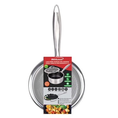 Brentwood 1.5-Qt. Saucepan With Glass Lid, Stainless Steel (B-SPH16L)
