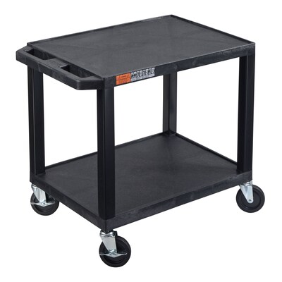 Luxor TUFFY 2-Shelf Multi-Purpose Utility Cart with Electric Power, Black (WT26E)