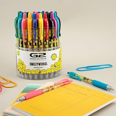 Pilot G2 SmileyWorld Retractable Gel Pens, Fine Point, 07mm, Assorted Ink, 36/Pack (4239)