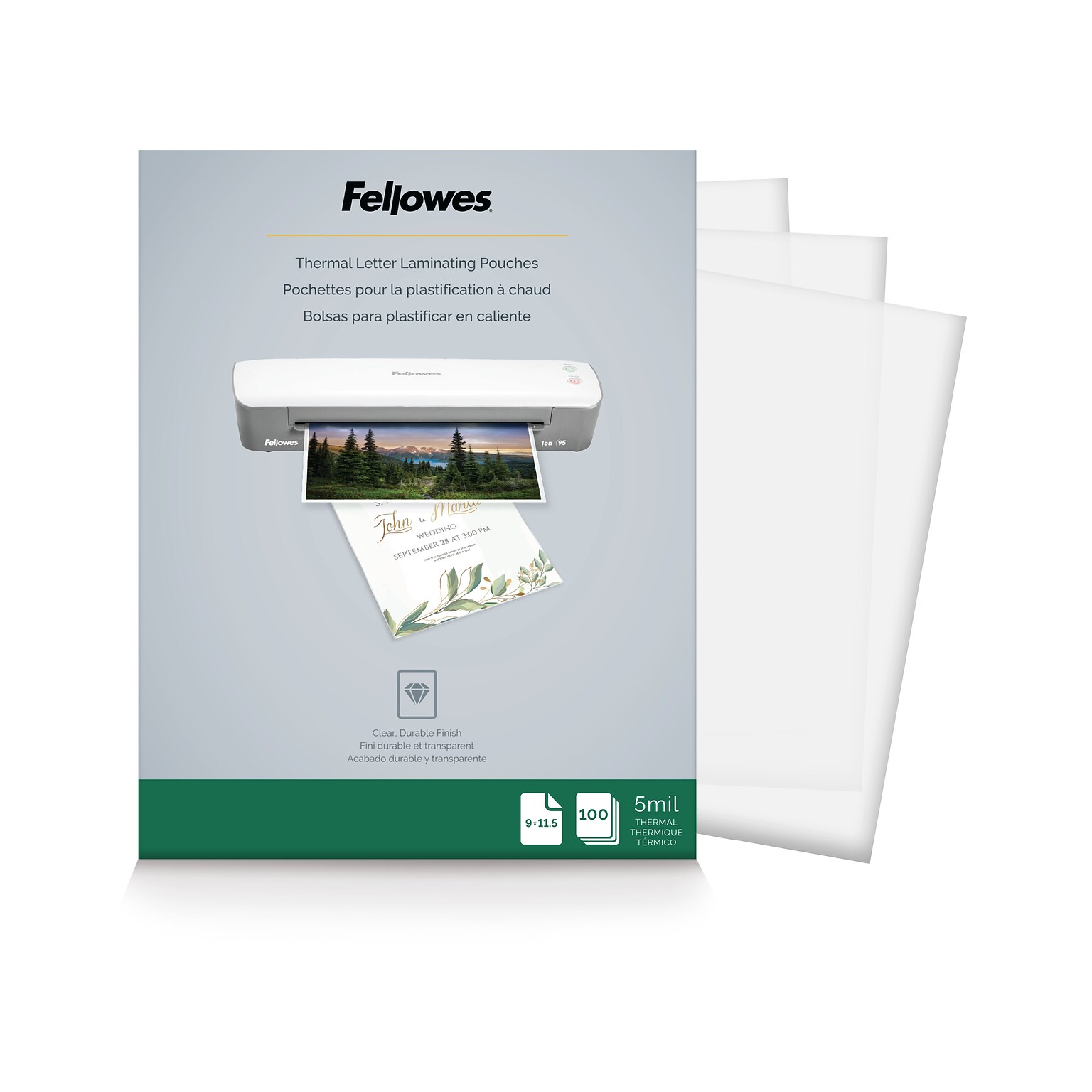 Fellowes Thermal Laminating Pouches, Letter Size, 5 Mil, 100/Pack (5743501)
