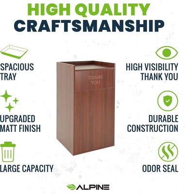Alpine Industries Wood Trash Can, 40 Gallon, Mahogany (476-MA)