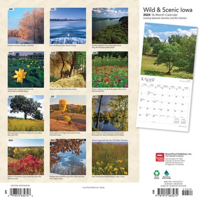 2024 BrownTrout Iowa Wild & Scenic 12" x 24" Monthly Wall Calendar (9781975463274)