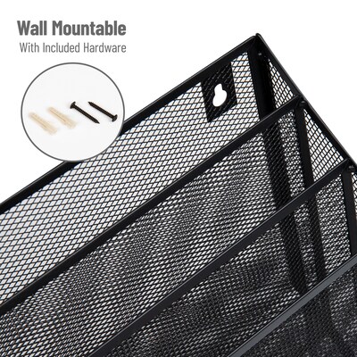 Mind Reader 3-Pocket Metal Mesh Mountable Wall File, Letter Size, Black (WAFIST3-BLK)