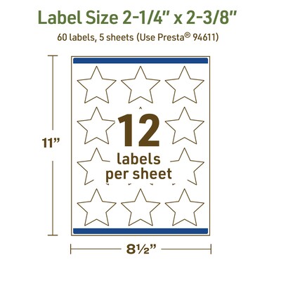 Avery Dissolvable Burst Multipurpose Labels, 2-1/4" x 2-3/8", Off-white, 60/Pack (94611)