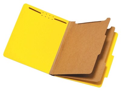 Pendaflex 60% Recycled Pressboard Classification Folder, 2-Dividers, 2 1/2 Expansion, Letter Size, Yellow, 10/Box (24134P)