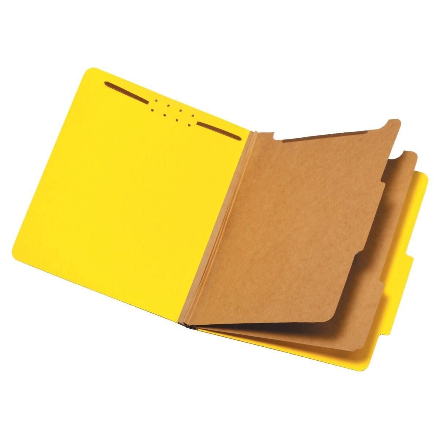 Pendaflex 60% Recycled Pressboard Classification Folder, 2-Dividers, 2 1/2 Expansion, Letter Size, Yellow, 10/Box (24134P)