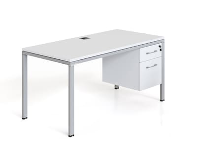 Boss Office Products Simple System 66W Desk with Pedestal, White (SGSD002-102-WT)