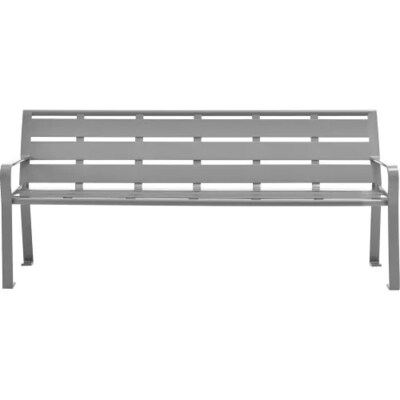 Global Industrial 6 Outdoor Horizontal Steel Slat Park Bench w/ Back, Gray (436975GY)