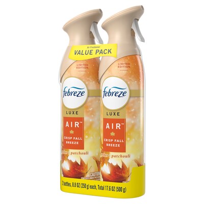 Febreze Luxe Air Freshener Spray, Crisp Fall Breeze Scent, 8.8 oz., 2/Pack (20543)