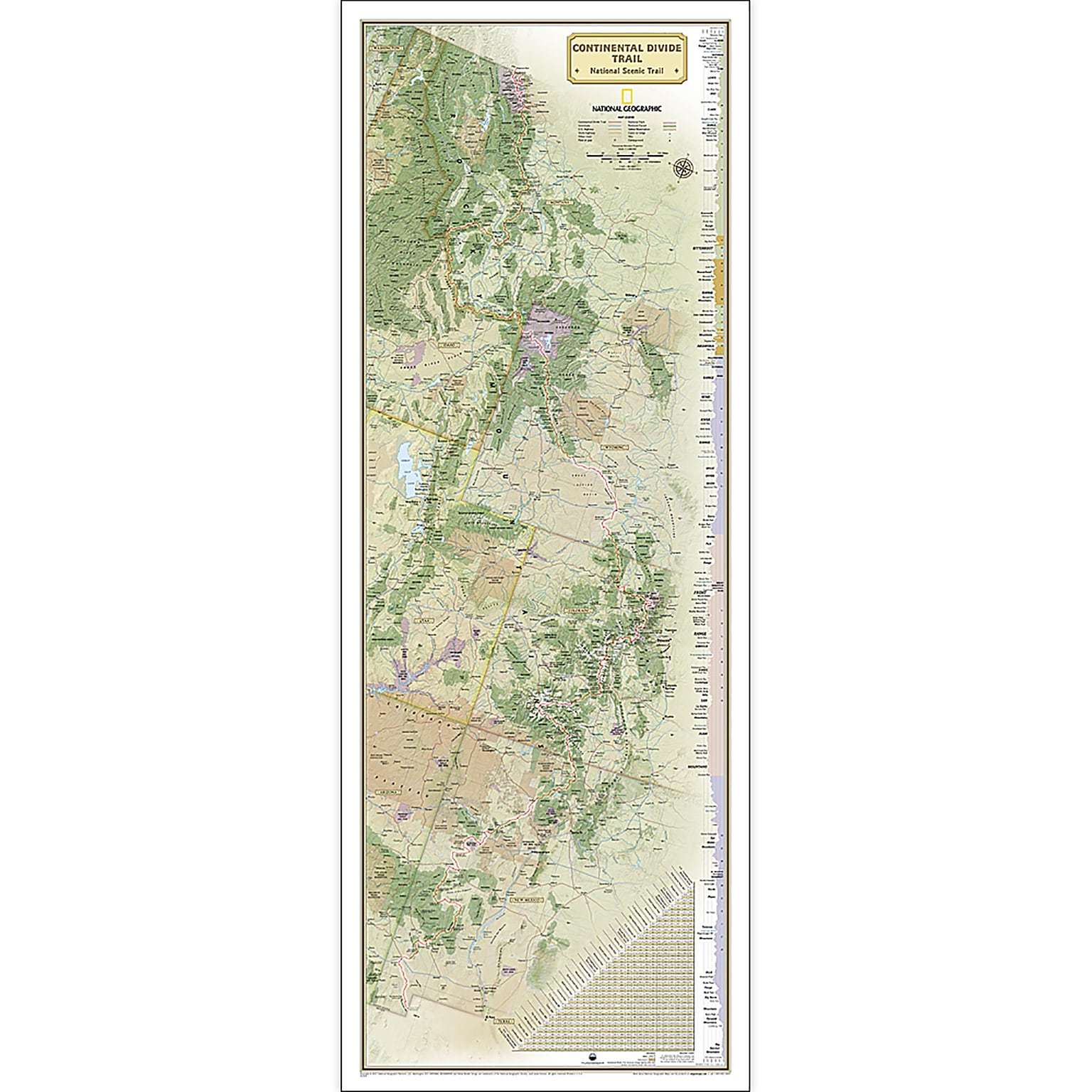National Geographic Continental Divide Trail Map, Laminated, 18 x 48 (NGMRE01021203)
