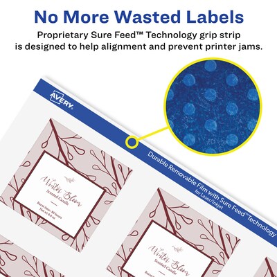Avery Laser/Inkjet Square Multipurpose Labels, 2" x 2", White, 96 Labels/Pack (94107)
