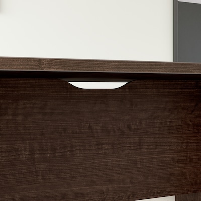 Bush Business Furniture 96W x 42D Boat Shaped Conference Table with Wood Base, Mocha Cherry (99TB9642MRK)