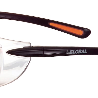 Global Industrial Frameless Safety Glasses, Side Shields, Anti-Fog, Clear Lens, Black Frame (708404CL)