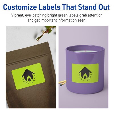 Avery Printable Rectangle Multipurpose Labels, 2" x 3.75", Bright Green, 80/Pack (94240)
