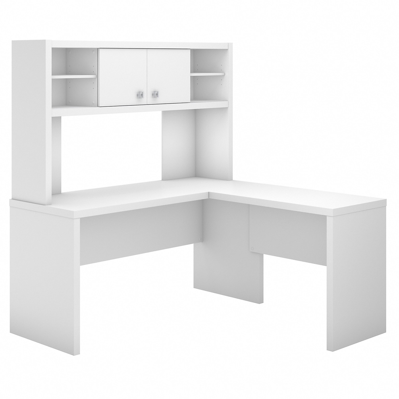 Bush Business Furniture Echo 60W L Shaped Desk with Hutch, Pure White (ECH031PW)