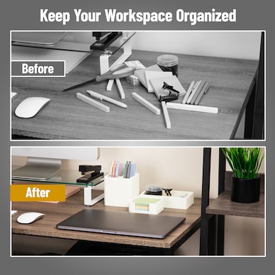 Mind Reader 3-Piece Cement Desk Organizer Set, Cream (CEM3PC-CRM)