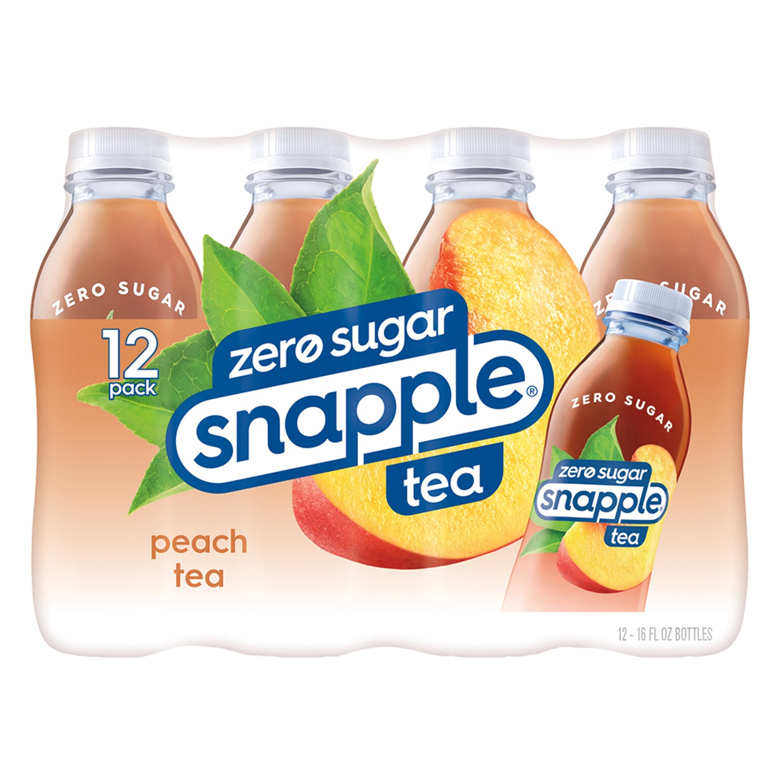 Snapple Zero Sugar Peach Herbal Tea Bottles, 16 oz., 12/Pack (CAD00338)