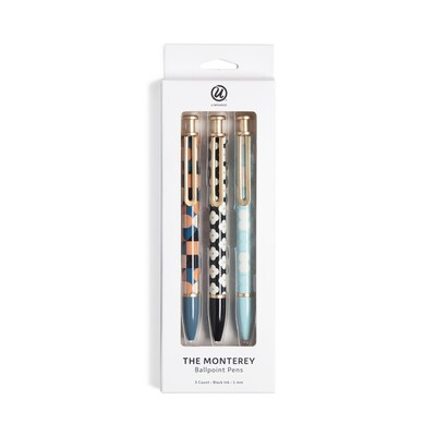 U Brands Monterey Retractable Pens Pen, Bold Point, 1.0mm, Black Ink, 3/Pack (7078U06-48)