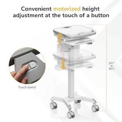 Mount-It! MedHub Powered Mobile Medical Cart Workstation with Motorized Height Adjustment & Elora Power Kit (MI-16058)