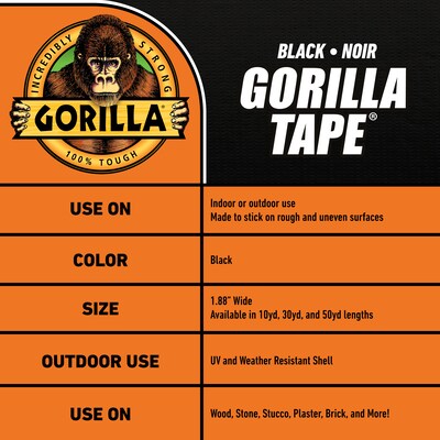 Gorilla Duct Tape, 1.88" x 30 yds., Black (105629)