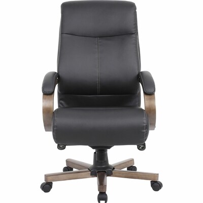Lorell Executive High-Back Wood Finish Office Chair, Black (LLR69590)