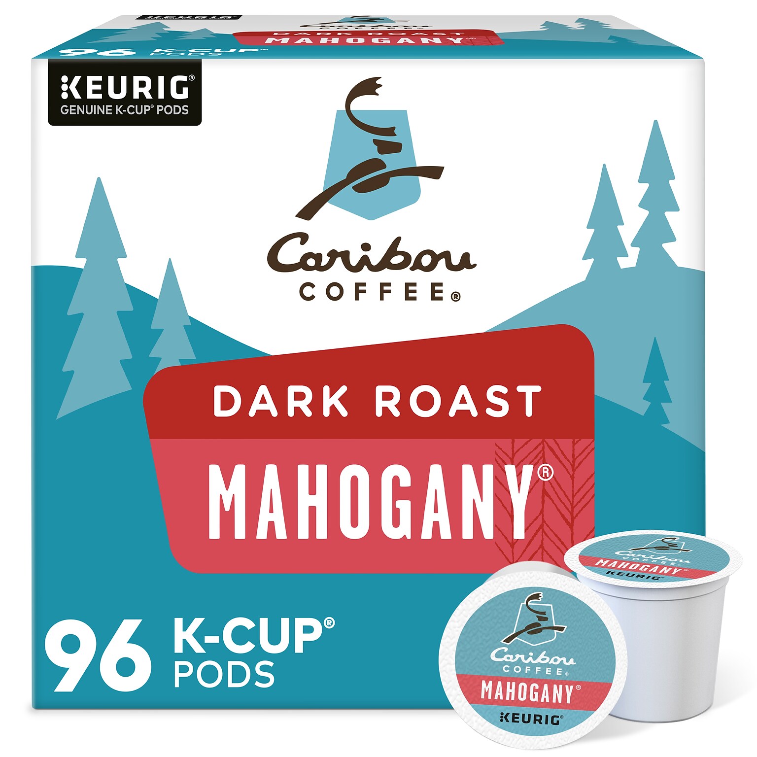 Caribou Mahogany Coffee Keurig® K-Cup® Pods, Dark Roast, 96/Carton (10312)