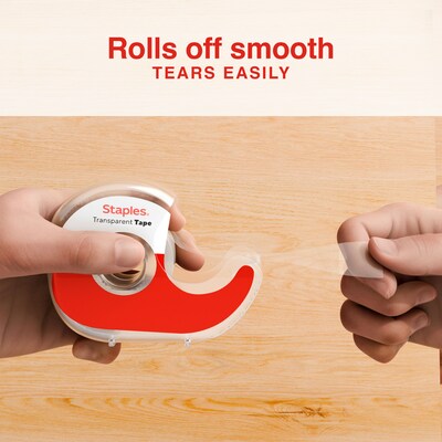Staples Transparent Tape with Dispenser, 3/4" x 18.06 yds., 3 Rolls/Pack (ST62855)