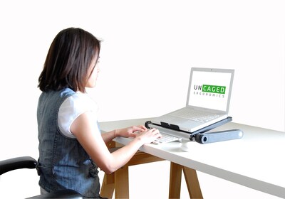 Uncaged Ergonomics WorkEZ Adjustable Aluminum Laptop Lap Desk Cooling Stand, Light Black (WELB)