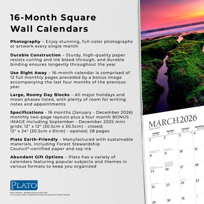 2026 Plato Sunsets 12" x 12" Monthly Wall Calendar (9798330706730)