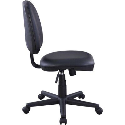 Lorell Armless Vinyl Swivel Task Chair, Black (LLR84875)