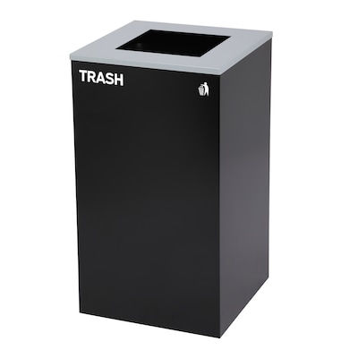 Alpine Industries Steel Trash Can with Lid, 29-Gallon, Black (ALP4450-KIT-BLK-S-TR)