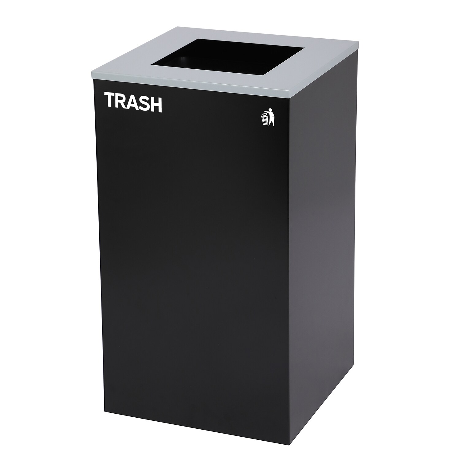Alpine Industries Steel Trash Can with Square Lid, 29 Gallon, Black (ALP4450-KIT-BLK-S-TR)