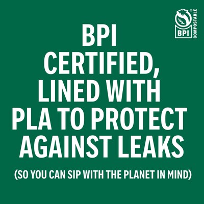 Perk™ Eco Compostable Paper Hot Cup, 16 Oz., White/Green, 300/Carton (PK56221)