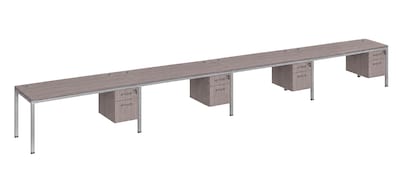 Boss Office Products Simple System 66W Office Desk with Pedestal, Driftwood, 4/Set (SGSD010-202)