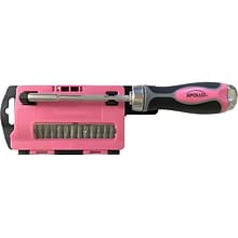 Apollo Tools 13-in-1 Ratcheting Screwdriver with Bit Set, Pink/Black (DT5021P)