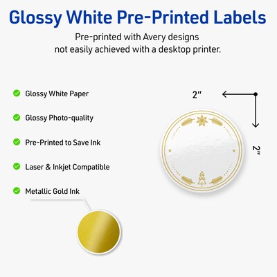 Avery Circle Multipurpose Labels, 2 Dia., White, 120/Pack (19479370635)