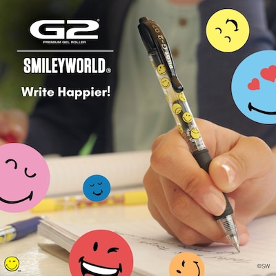 Pilot G2 SmileyWorld Retractable Gel Pen, Fine Point, 0.7mm, Assorted Ink, 5 Pack (G2HC5004F)