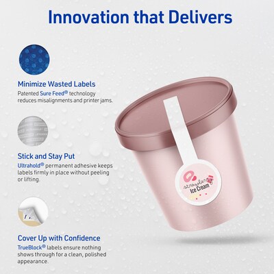 Avery Lollipop Laser Multipurpose Labels, 1.5" x 4", White, 80/Pack (19479399172)