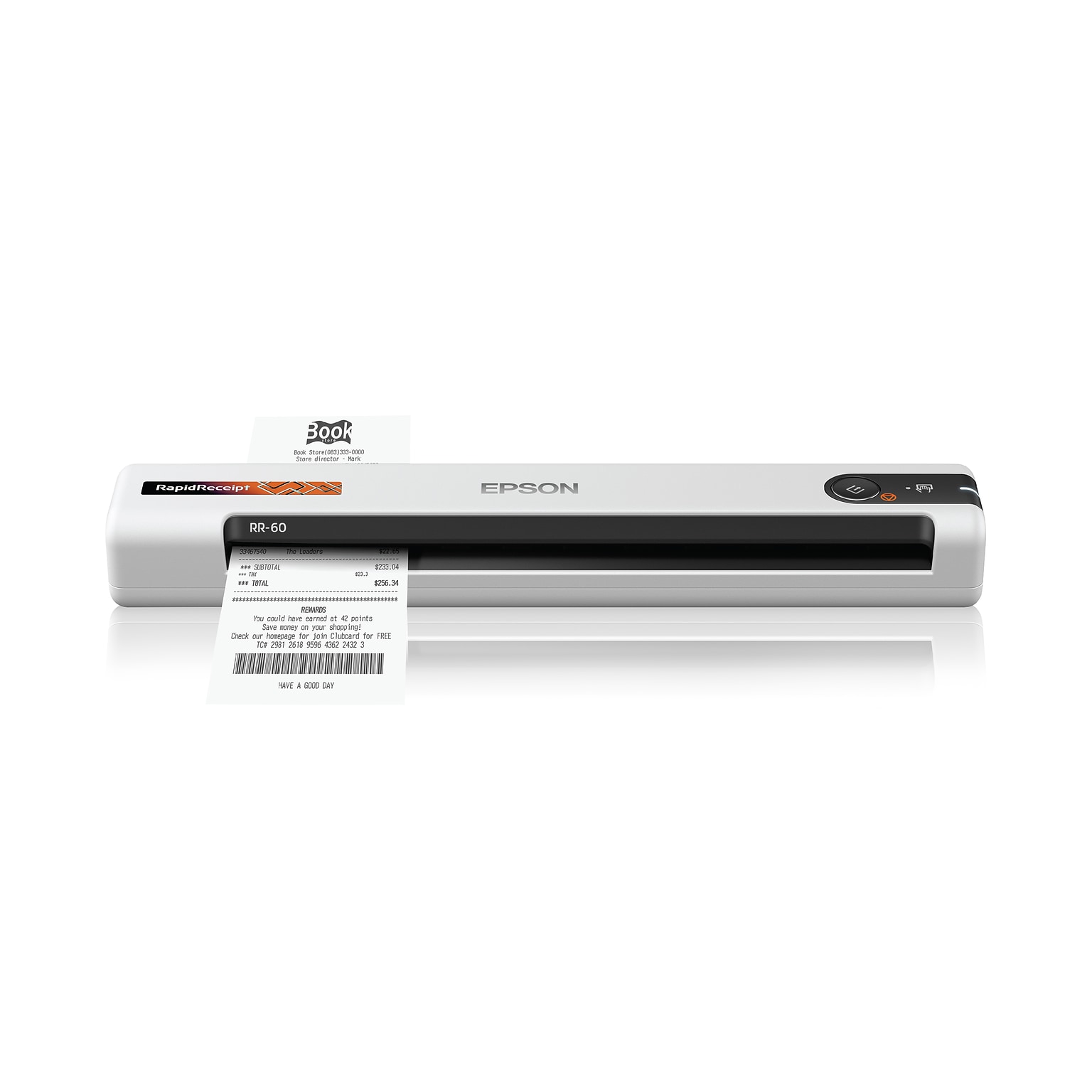 Epson RapidReceipt RR-60 Portable Document Scanner, Black/White (B11B252204)